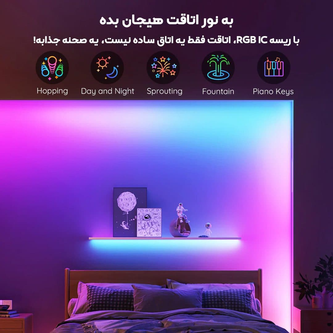 پک کامل ریسه آر جی بی آی سی دار هوشمند – 5 متری مدل SN-IC1 – فول کالر موزیکال — تصویر ۲