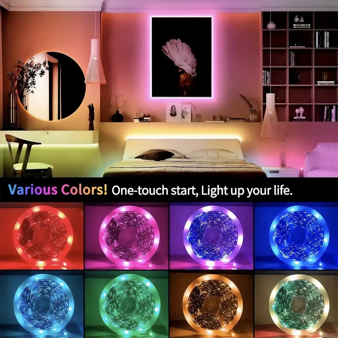 پک کامل ریسه RGB هوشمند 5 متری مدل Double Glow مدل SN-D-1 فول کالر – حساس به صدا با اپلیکیشن حرفه ای تلفن همراه — تصویر ۱۰