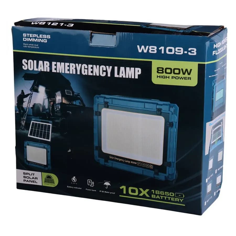چراغ پروژکتور سیار شارژی و پاور بانک خورشیدی W8109-3 — تصویر ۲