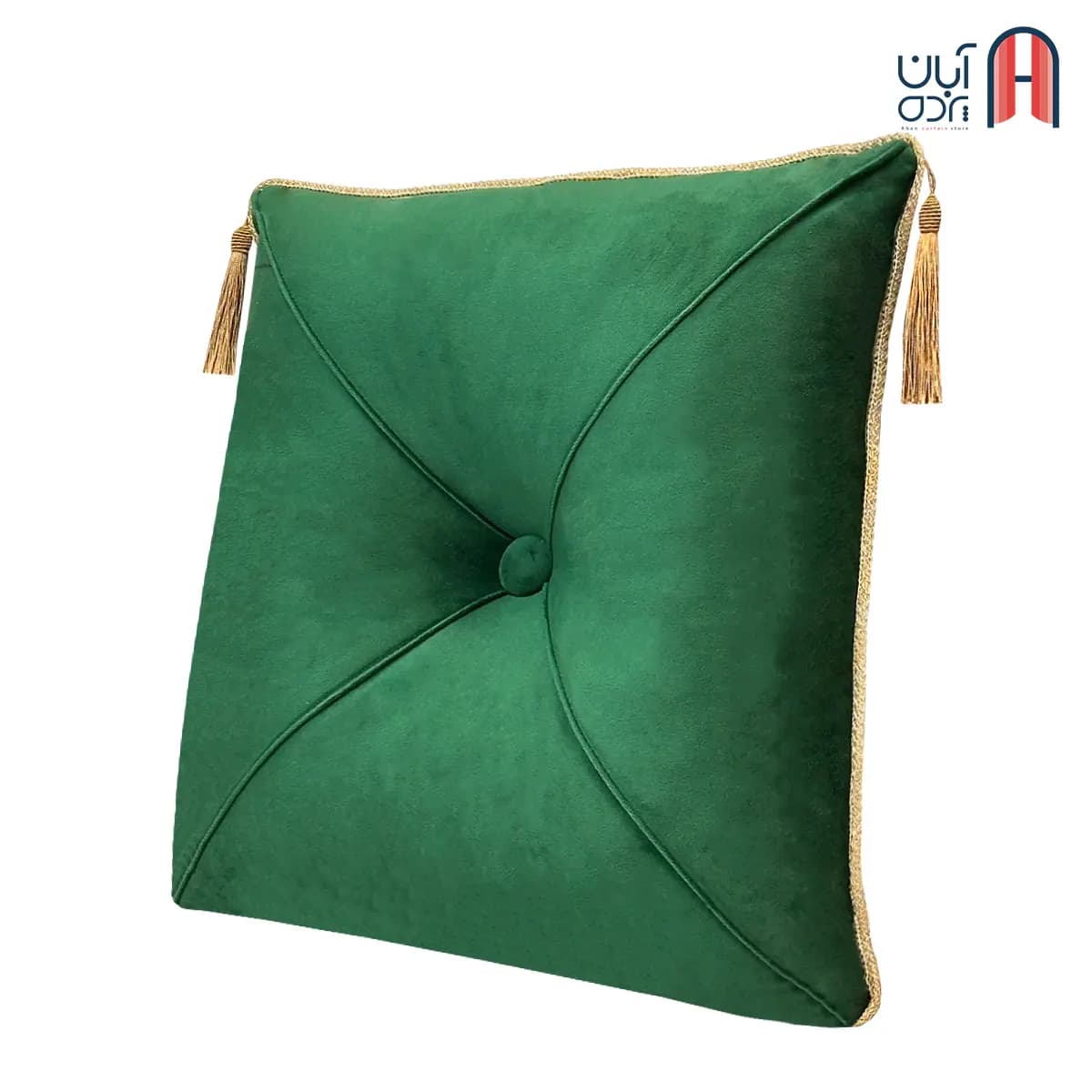 کوسن نوار دوزی مخمل کالیفرنیا سبز درباری — تصویر ۳