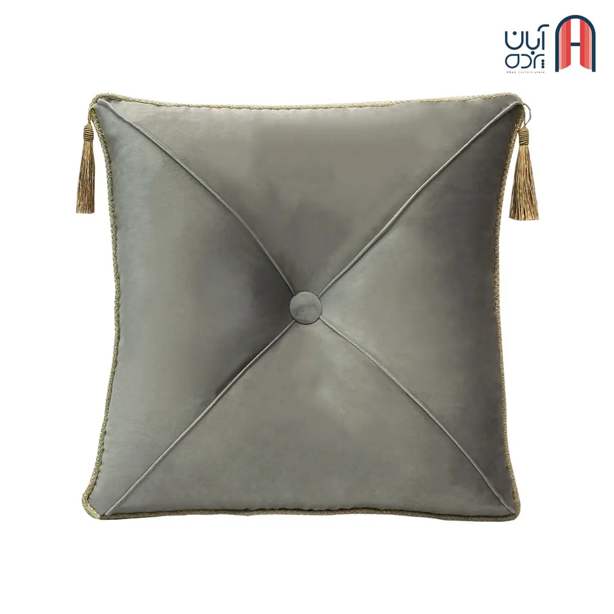 کوسن نوار دوزی مخمل کالیفرنیا طوسی روشن
