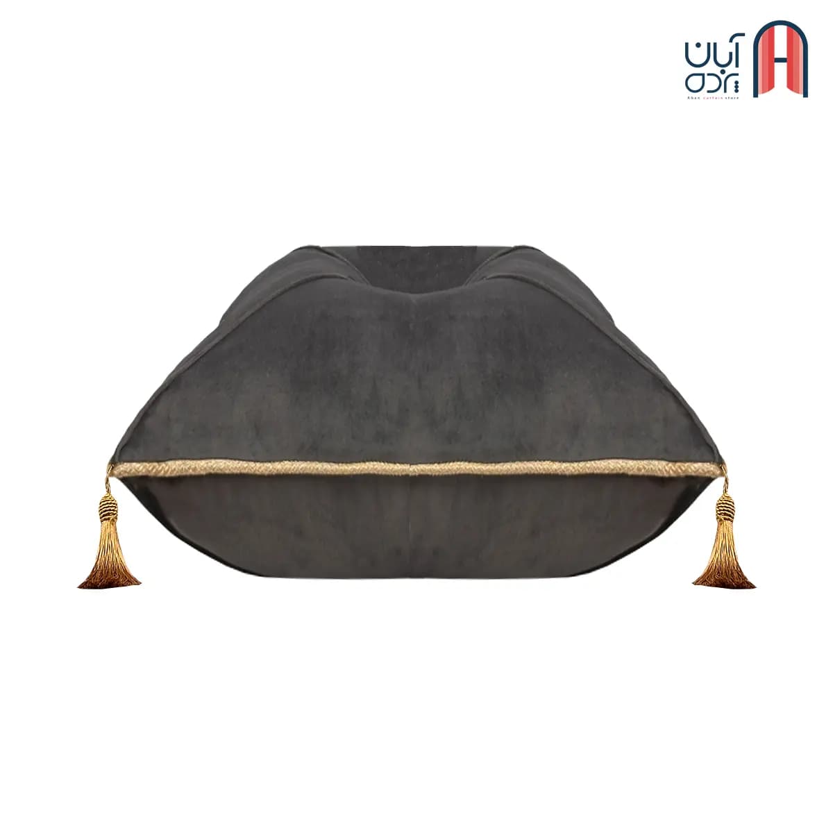 کوسن نوار دوزی مخمل کالیفرنیا طوسی تیره — تصویر ۴