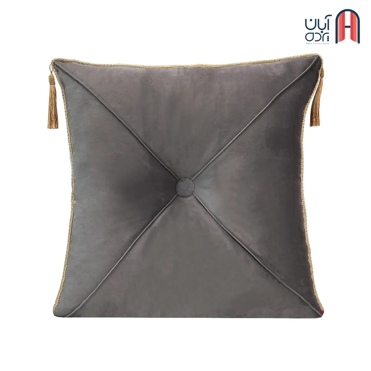 کوسن نوار دوزی مخمل کالیفرنیا طوسی تیره