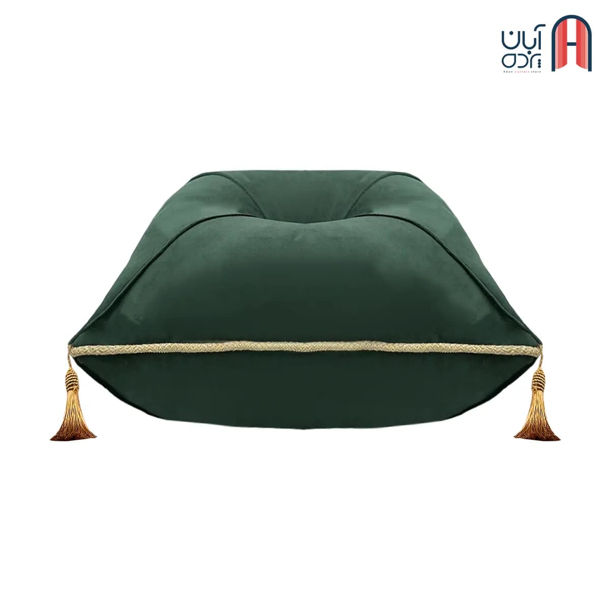 کوسن نوار دوزی مخمل کالیفرنیا سبز تیره — تصویر ۴