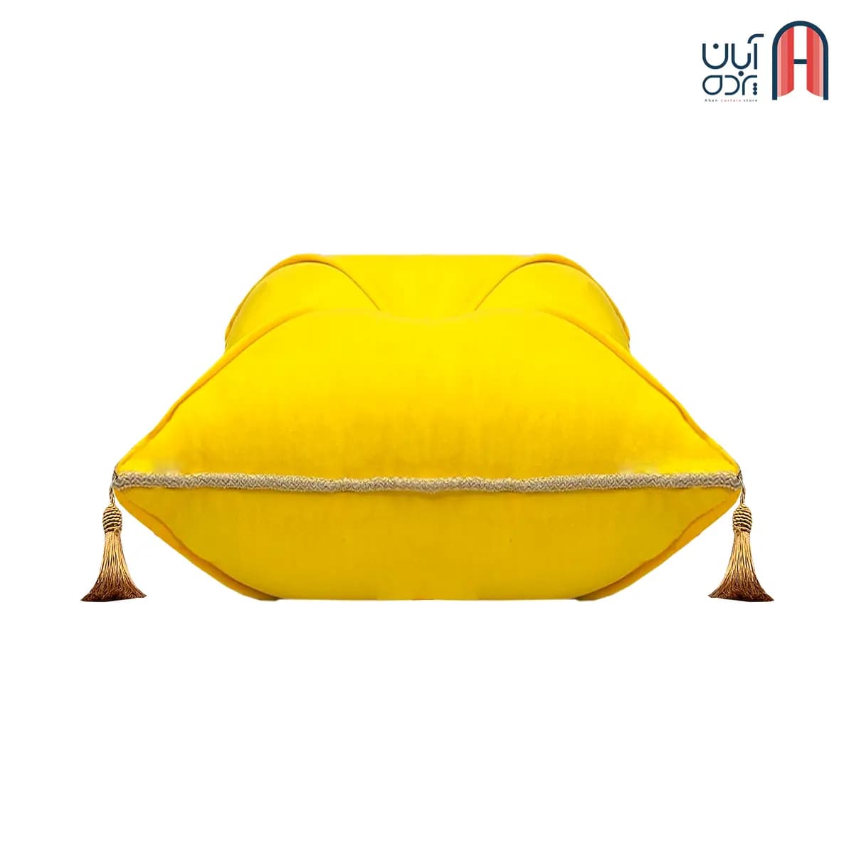 کوسن نوار دوزی مخمل کالیفرنیا زرد قناری — تصویر ۴