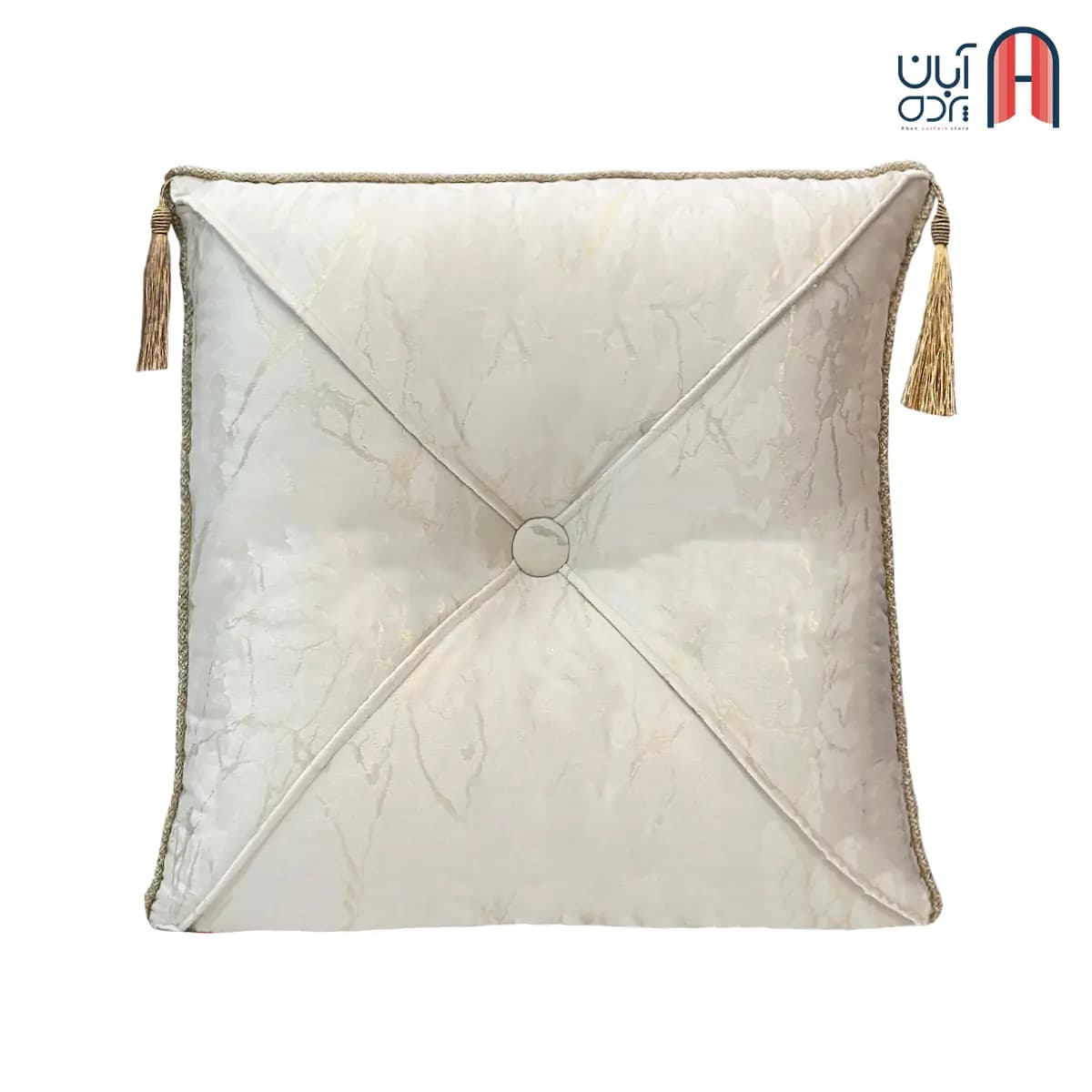 کوسن نوار دوزی مخمل طلاکوب کرم