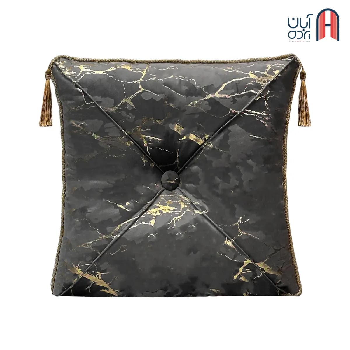 کوسن نوار دوزی مخمل طلاکوب طوسی تیره