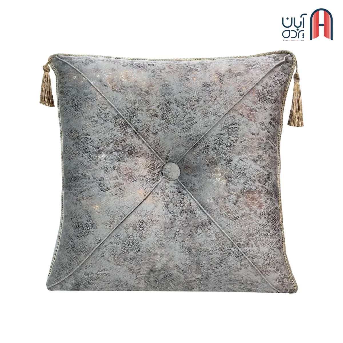 کوسن نوار دوزی مخمل سیتا طوسی روشن