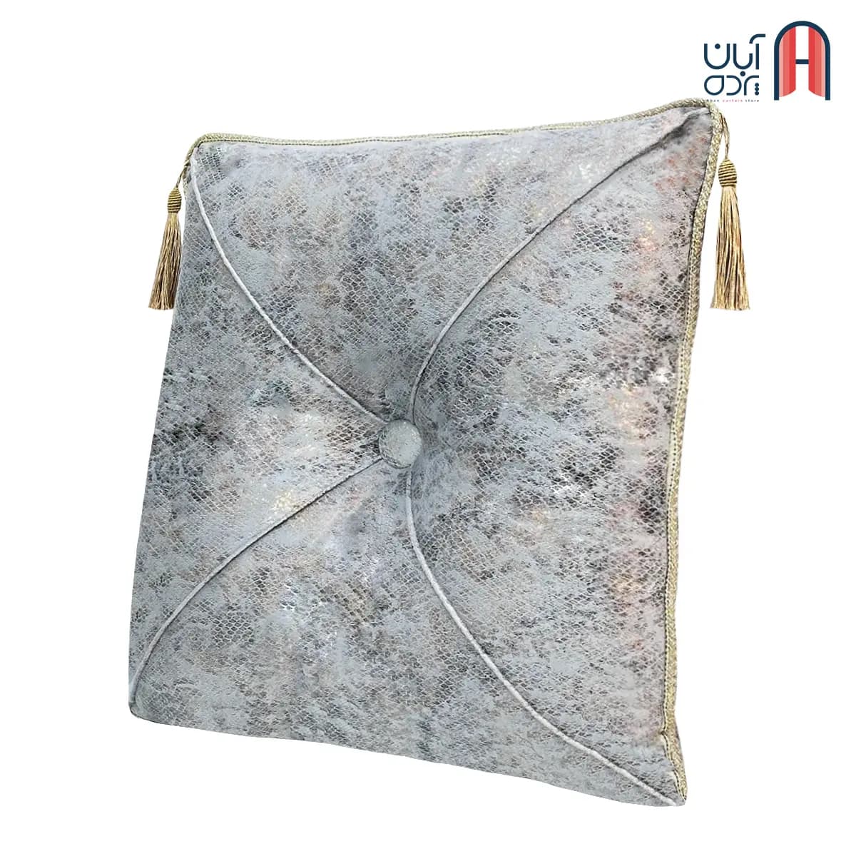 کوسن نوار دوزی مخمل سیتا طوسی روشن — تصویر ۳