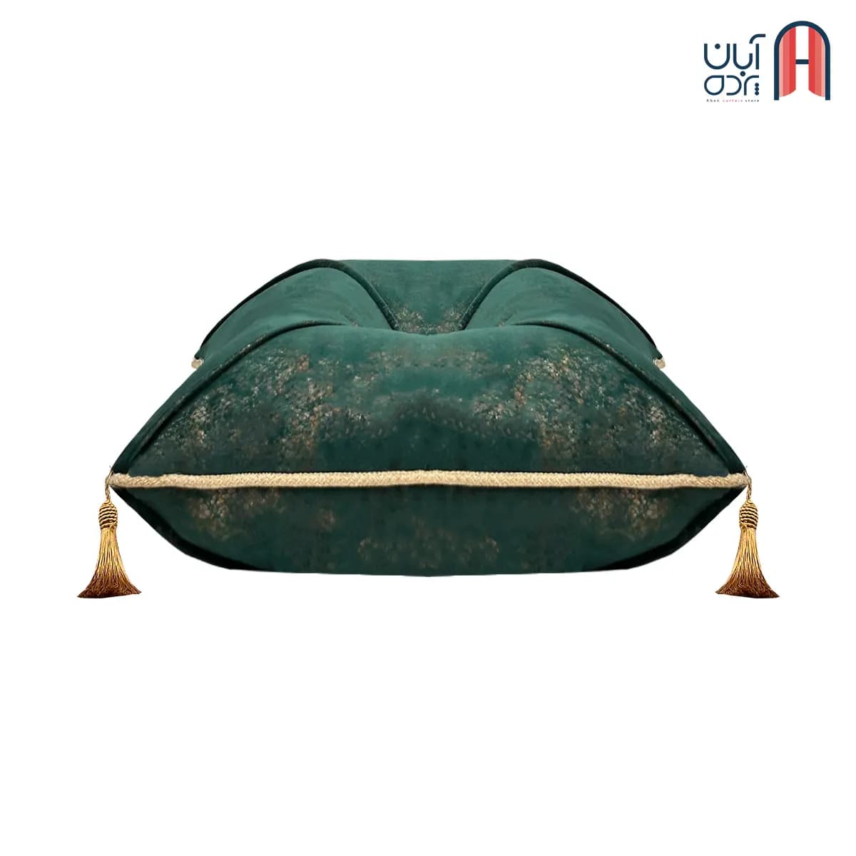 کوسن نوار دوزی مخمل سیتا سبز درباری — تصویر ۴