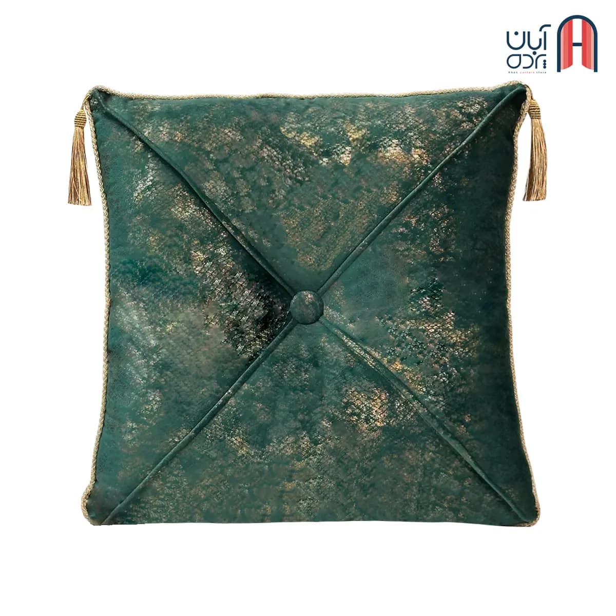 کوسن نوار دوزی مخمل سیتا سبز درباری