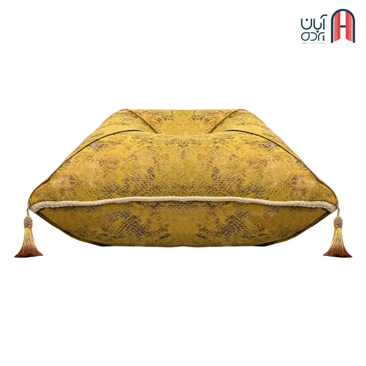 کوسن نوار دوزی مخمل سیتا خردلی — تصویر ۴