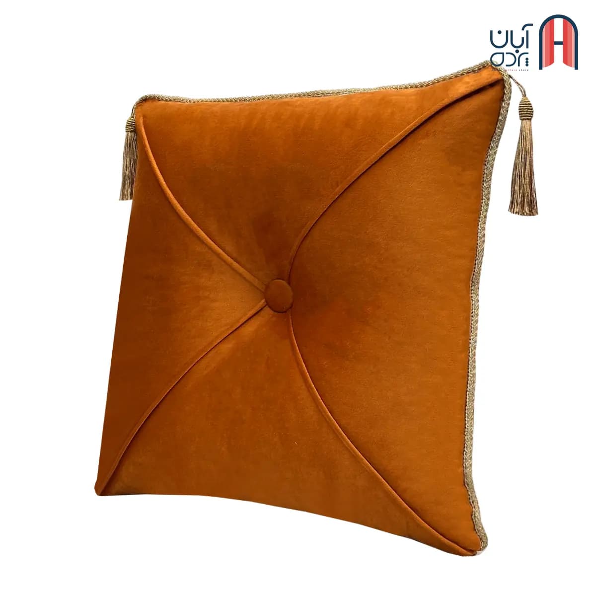 کوسن نوار دوزی مخمل کالیفرنیا آجری — تصویر ۳