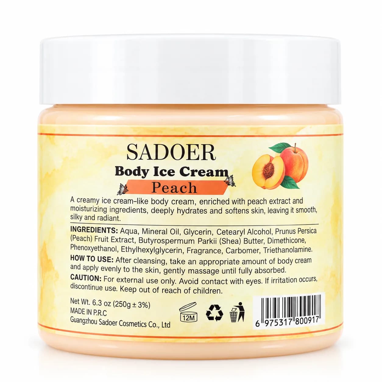 بستنی بدن سادور SADOER رایحه هلو وزن 250 گرم — تصویر ۲