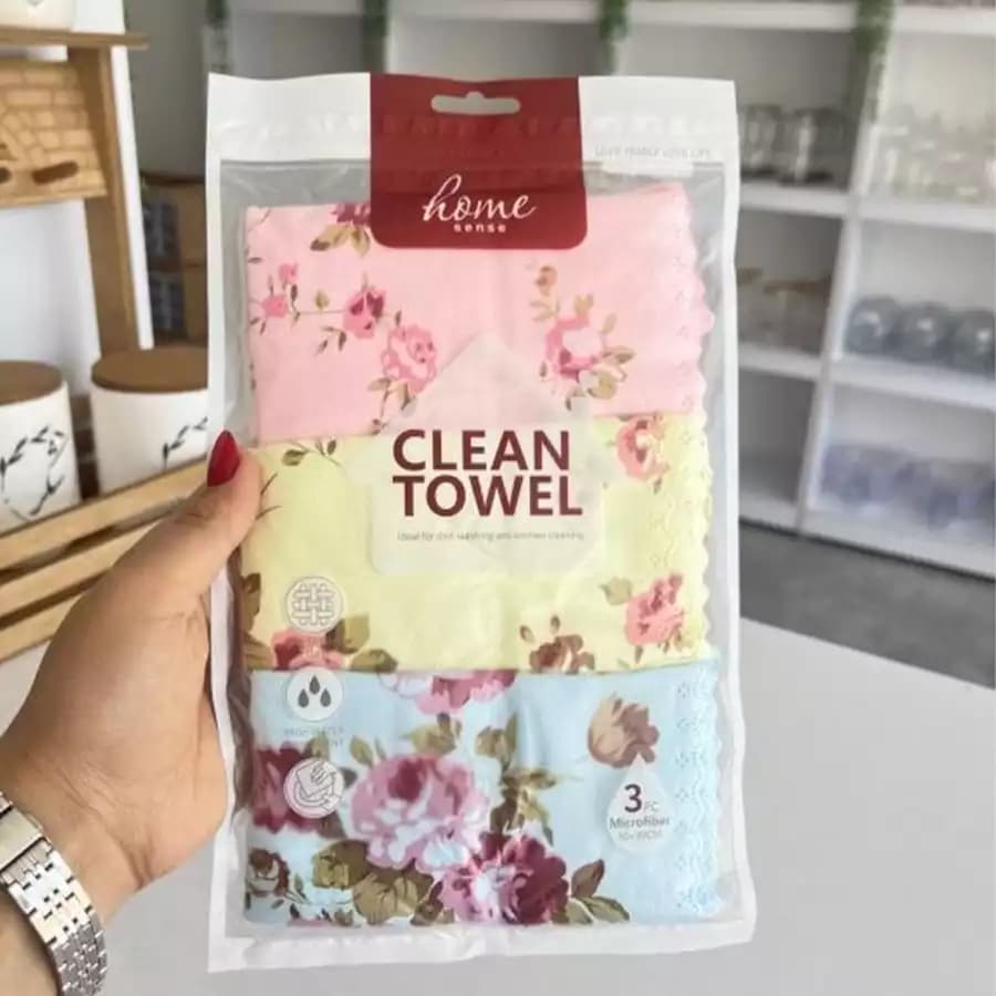 دستمال 3 عددی مدل آنجل clean towel | حوله ای
