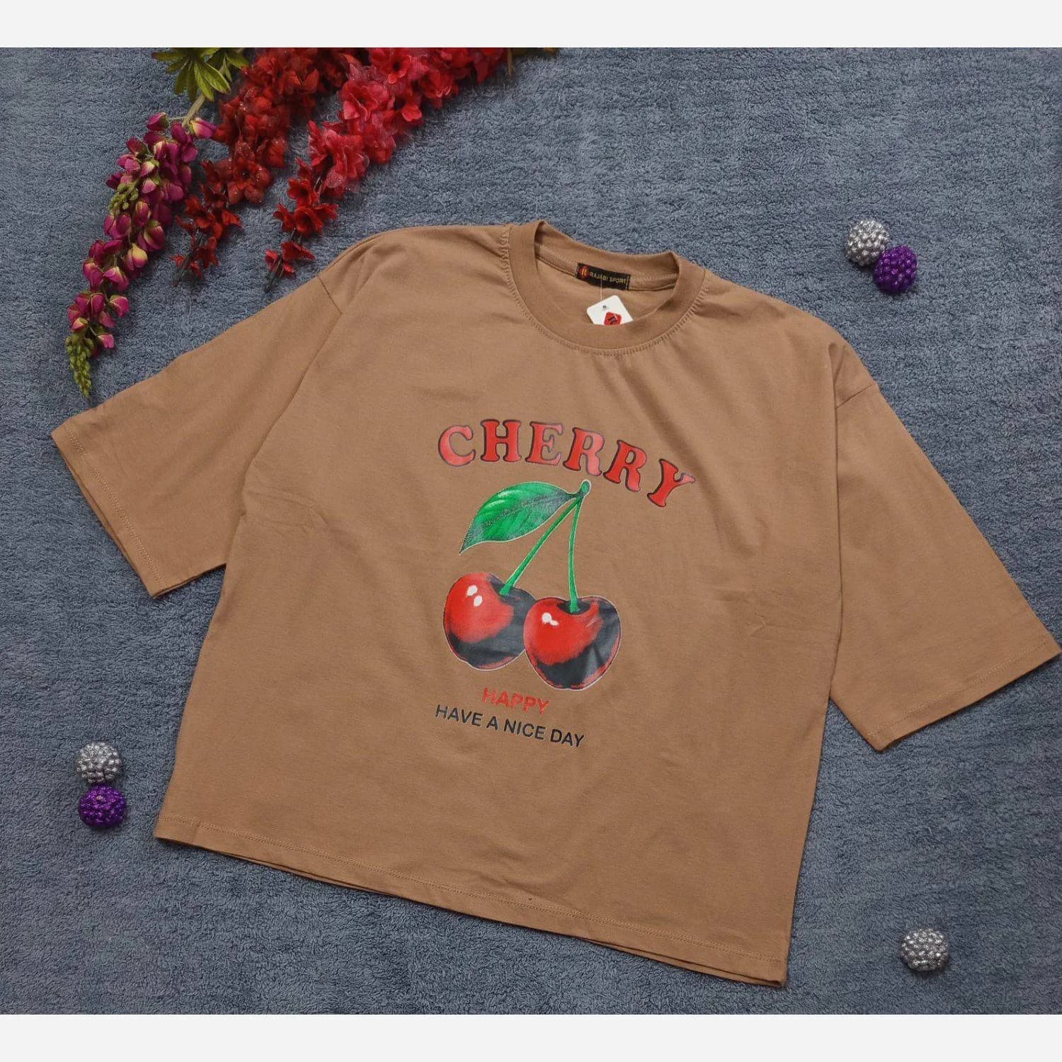تیشرت باکسی ترند سوپر نخ پنبه گیلاس 🍒 — تصویر ۵