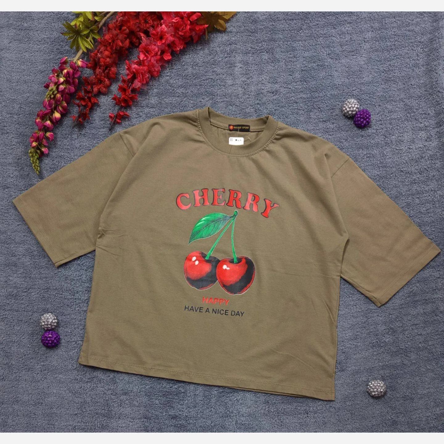 تیشرت باکسی ترند سوپر نخ پنبه گیلاس 🍒 — تصویر ۴