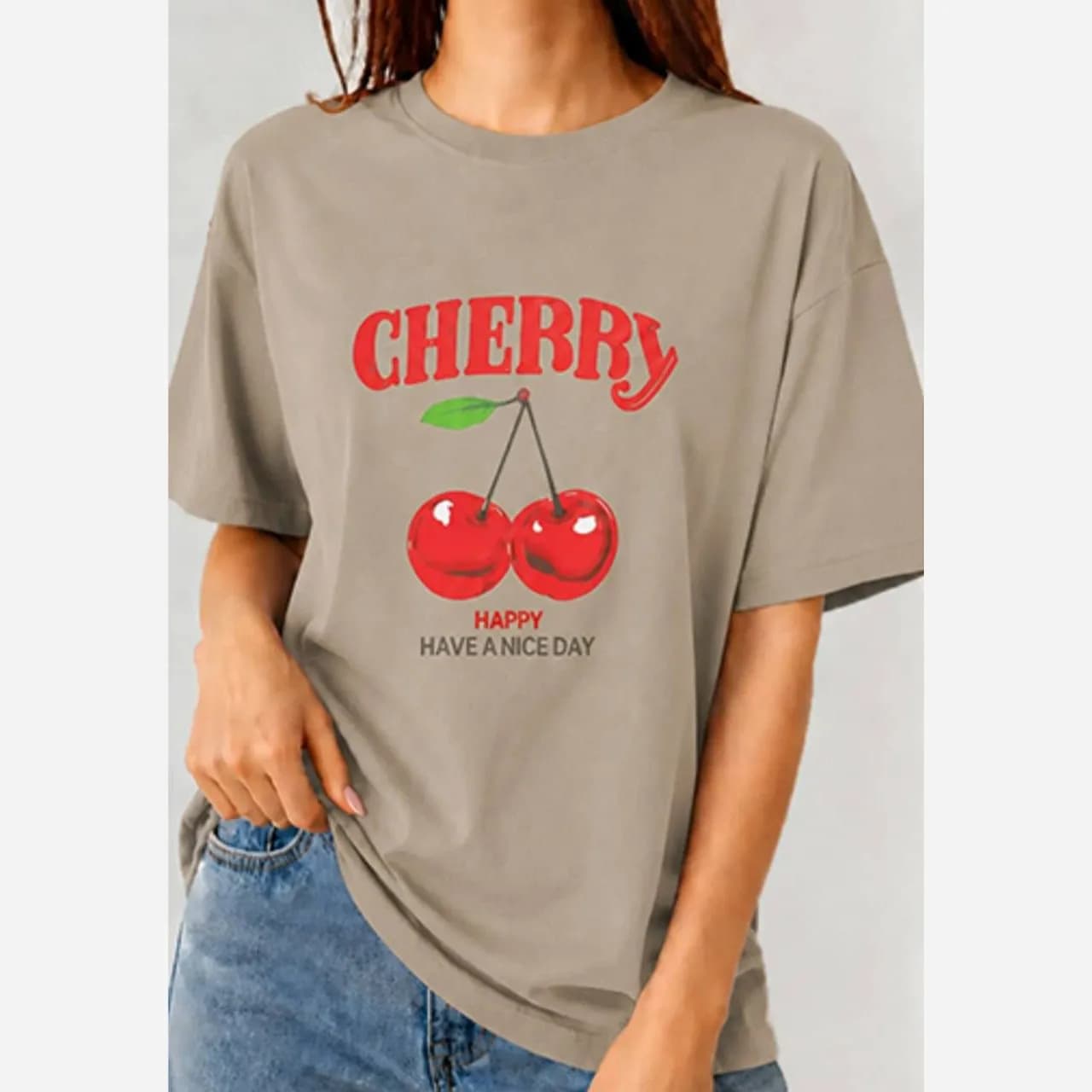 تیشرت باکسی ترند سوپر نخ پنبه گیلاس 🍒 — تصویر ۲