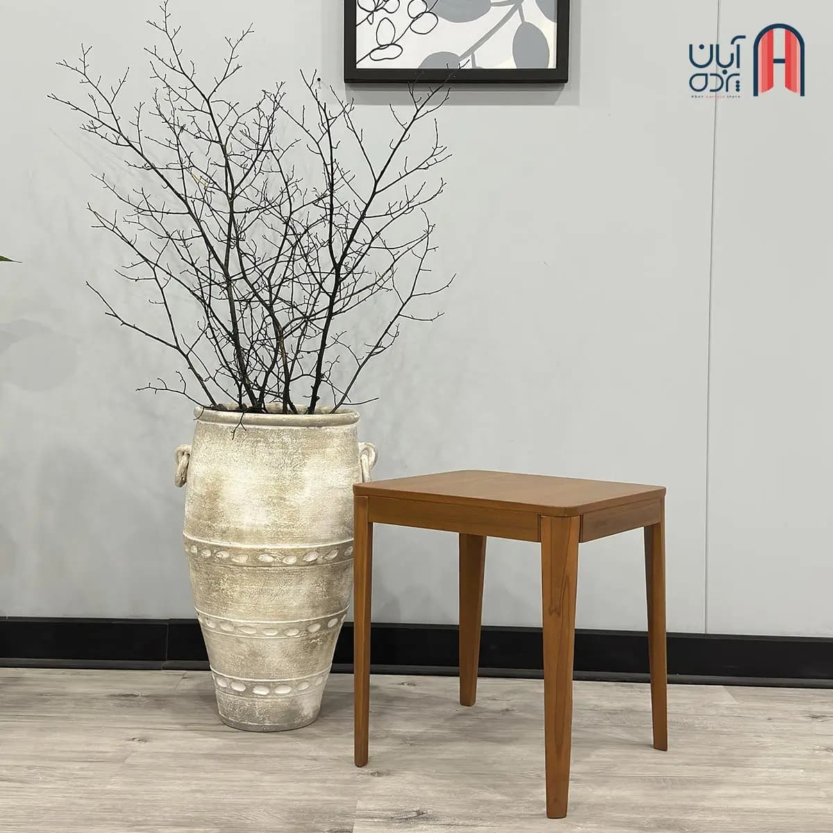میز عسلی چوبی مربع پایه گردو — تصویر ۲
