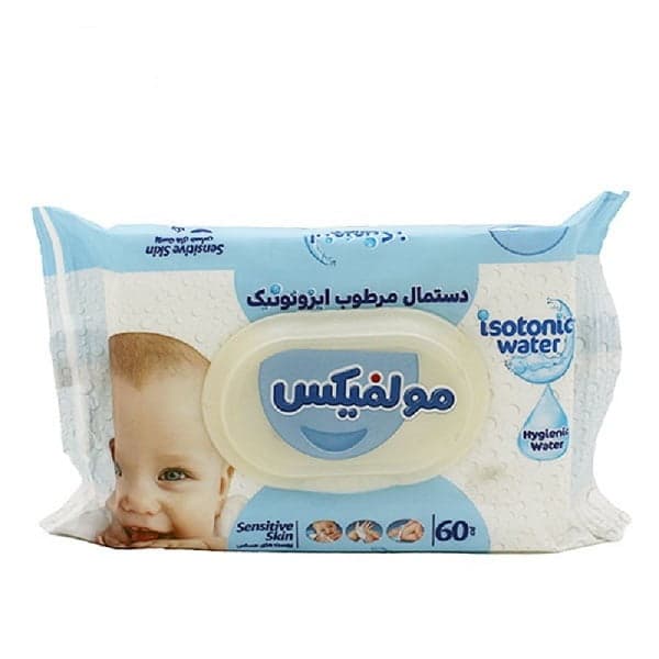 دستمال مرطوب مولفیکس مدل ایزوتونیک پوست حساس واتر بسته 60 برگی — تصویر ۲