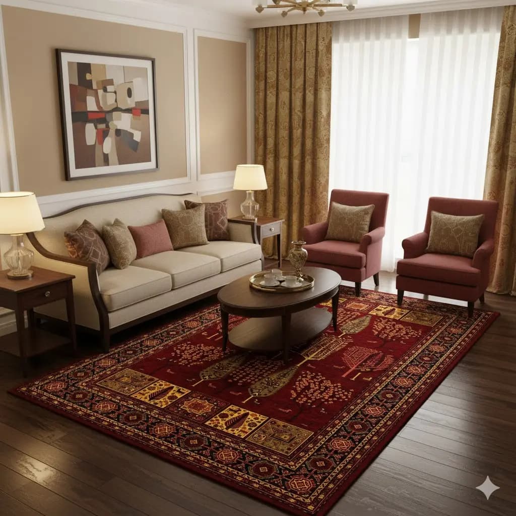 فرش کلکسیون بلوچ کد 3-212، لاکی رنگ چهارمتری — تصویر ۲