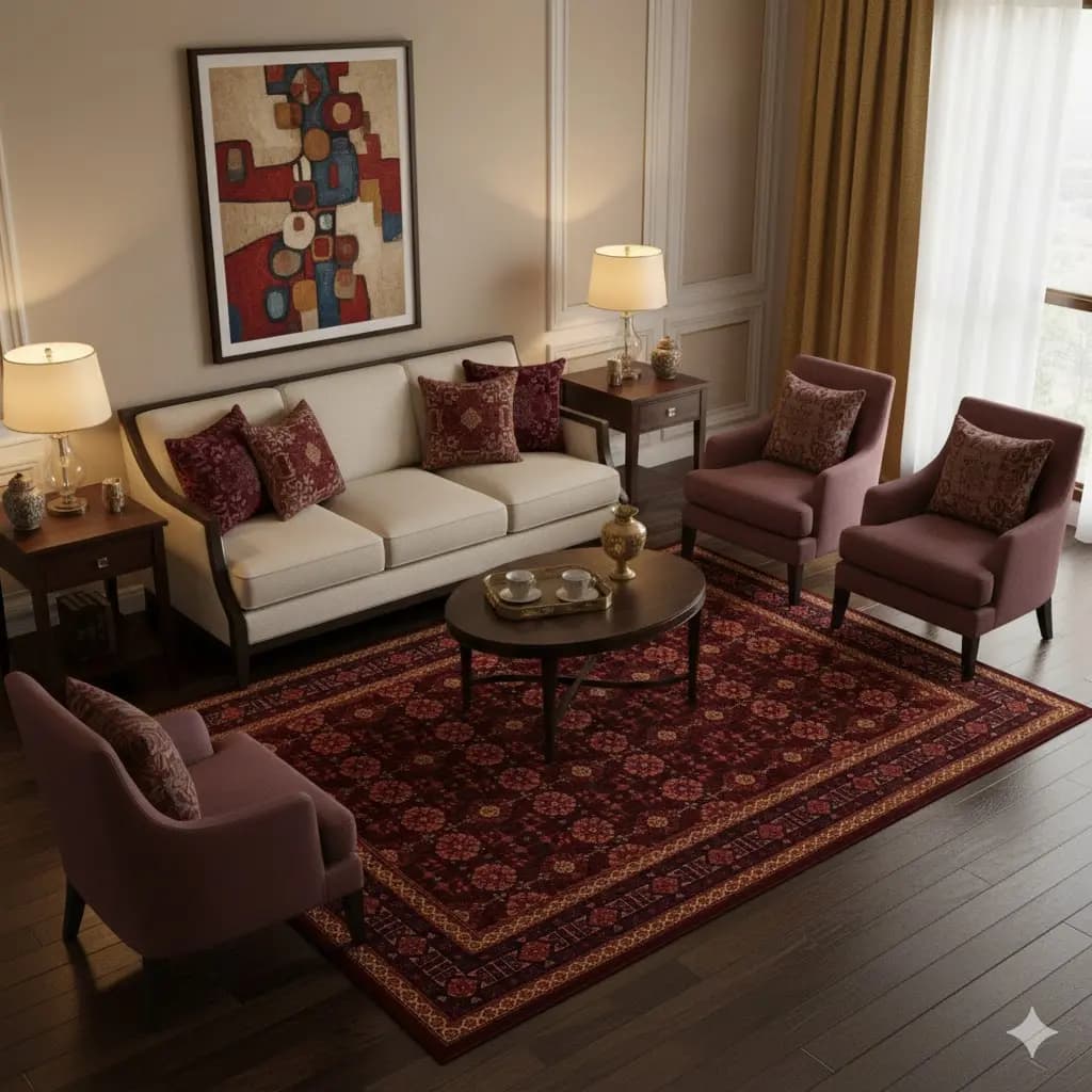 فرش کلکسیون بلوچ کد 2-211، زرد رنگ چهارمتری — تصویر ۲