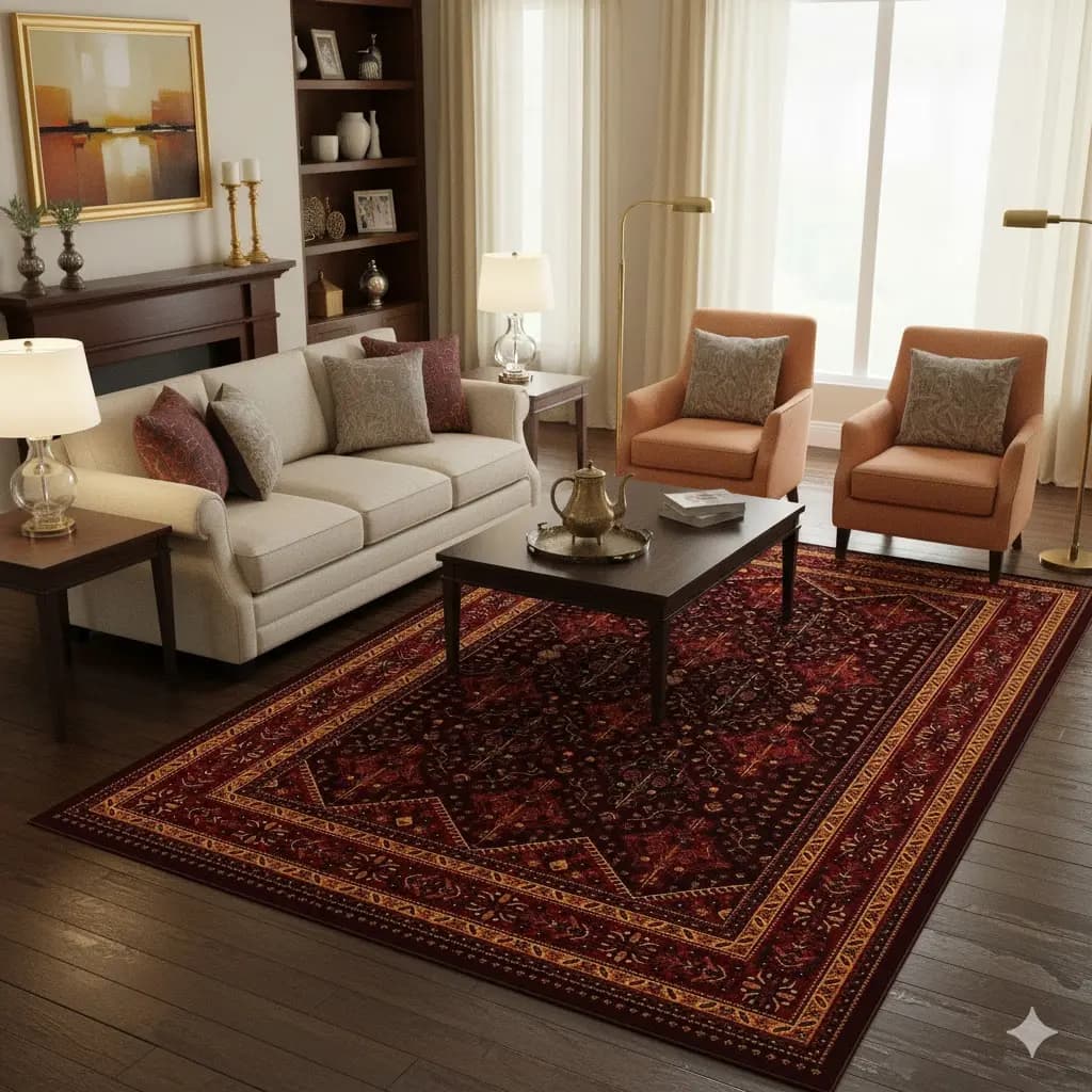 فرش کلکسیون بلوچ کد 3-206، لاکی رنگ چهارمتری — تصویر ۲