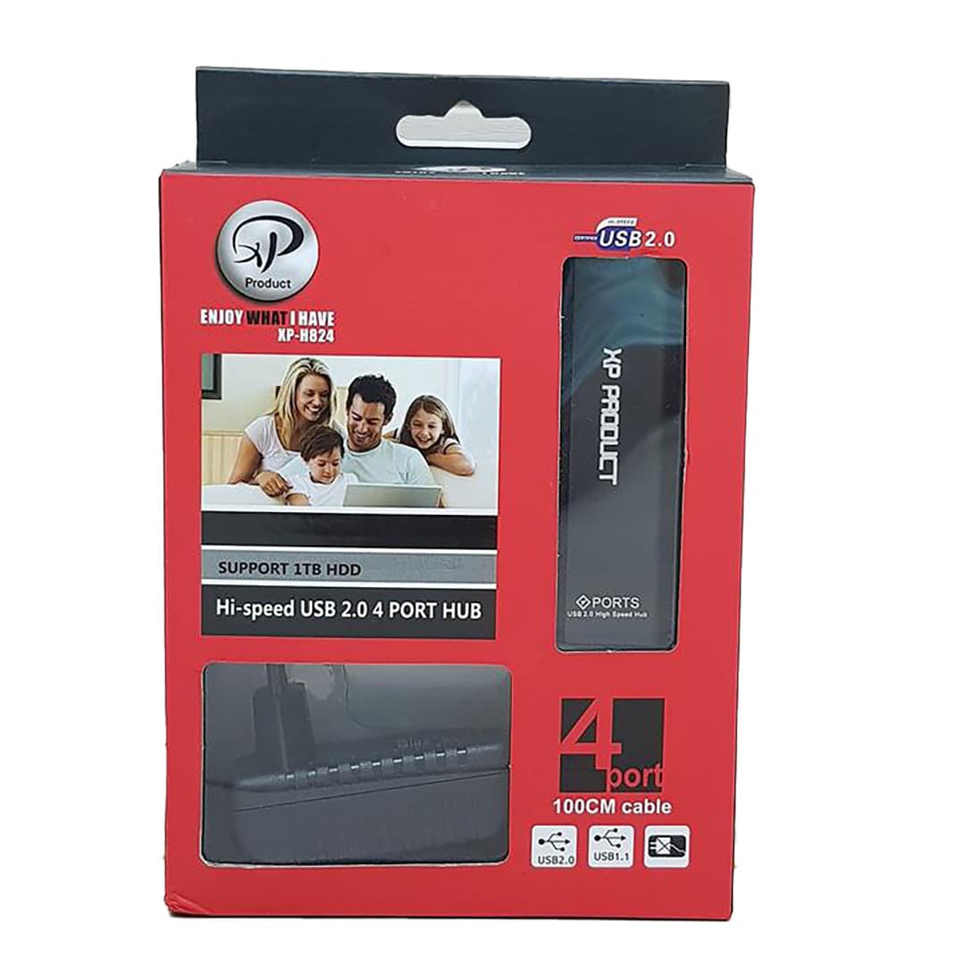 هاب USB 2.0 مدل XP-H824 با 4 پورت و کابل 1 متری — تصویر ۵