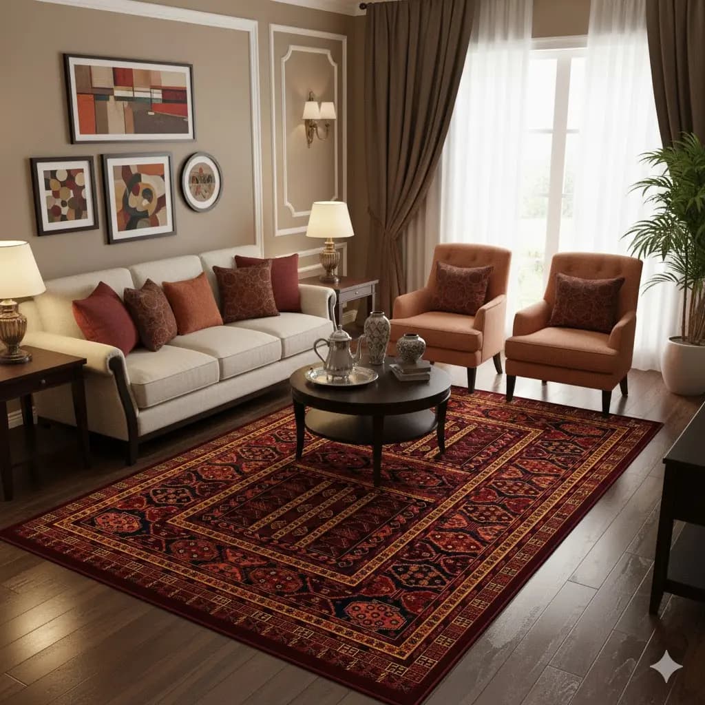 فرش کلکسیون بلوچ کد 3-203، لاکی رنگ چهارمتری — تصویر ۲