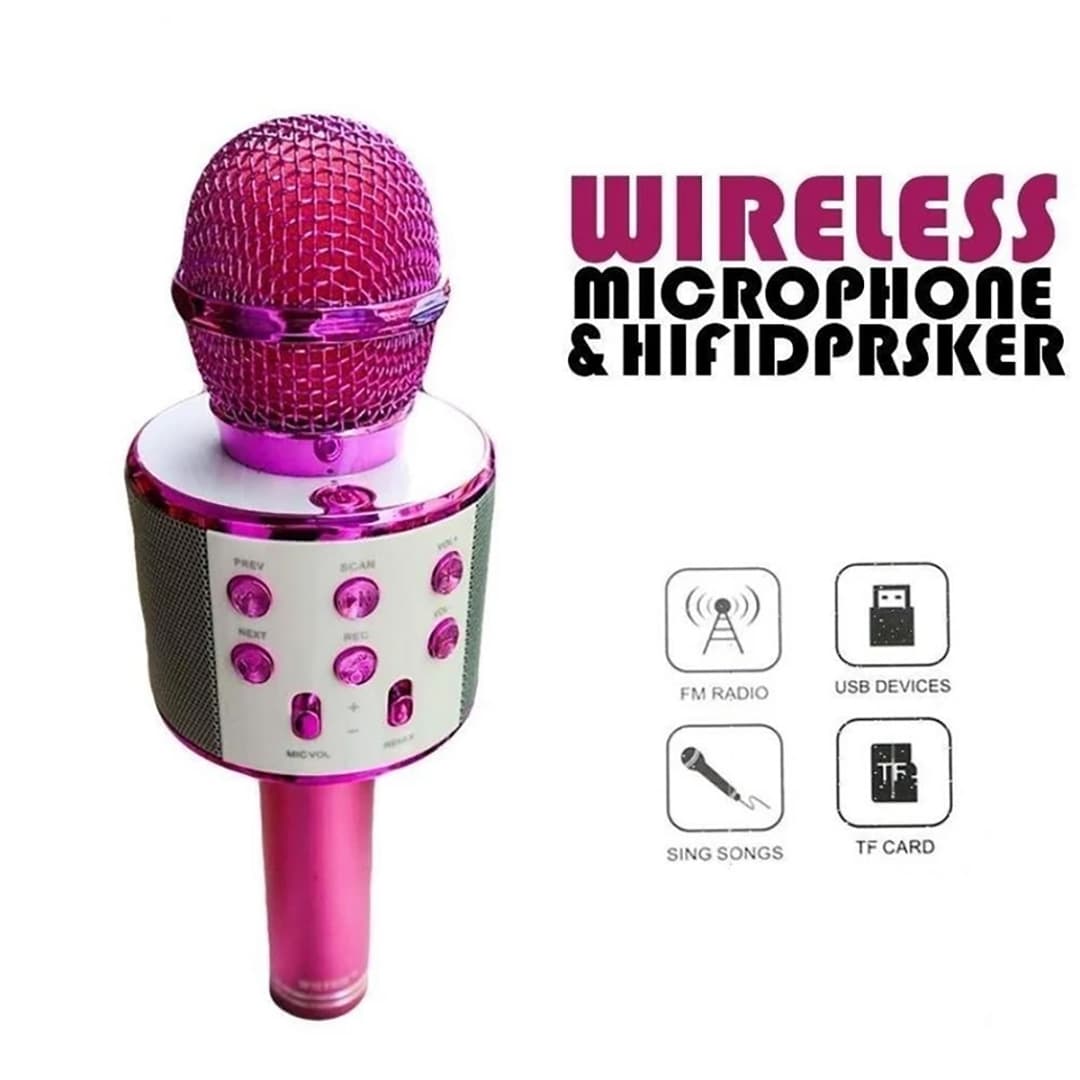میکروفون بی‌سیم WS-858 با اسپیکر HiFi و قابلیت ضبط صدا — تصویر ۲