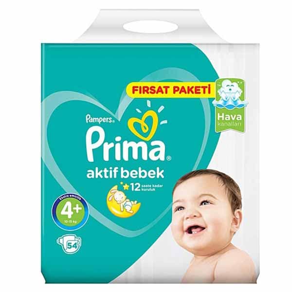 پوشک پریما پمپرز ترک سایز +4 بسته 54 عددی