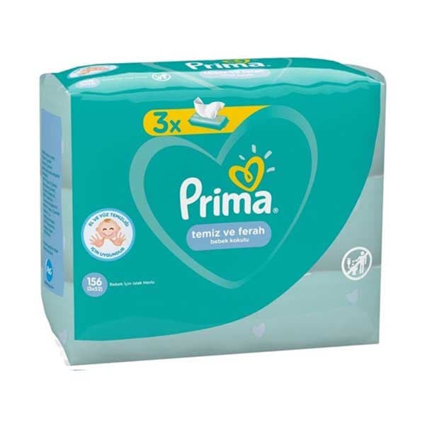 دستمال مرطوب نوزاد پریما 52 برگی بسته 3 عددی