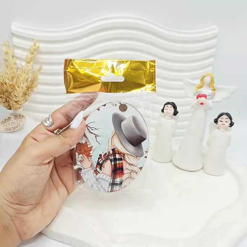 آینه جیبی طرح دخترونه چوبی