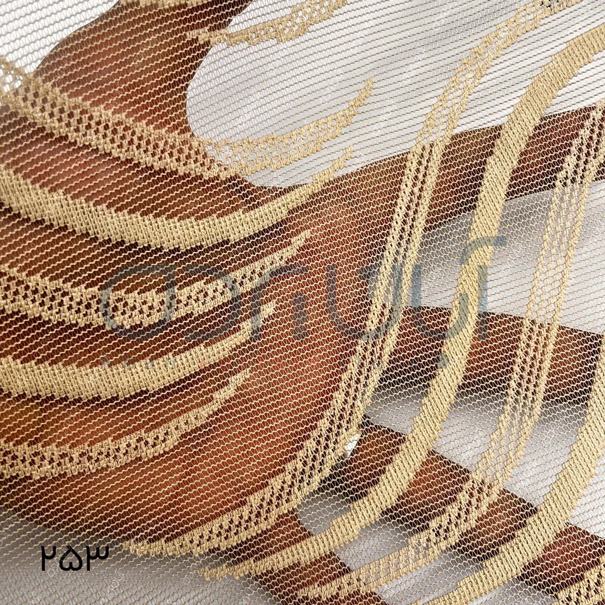 پرده دومکانیزم طرح پترن موج رنگ کرم — تصویر ۳