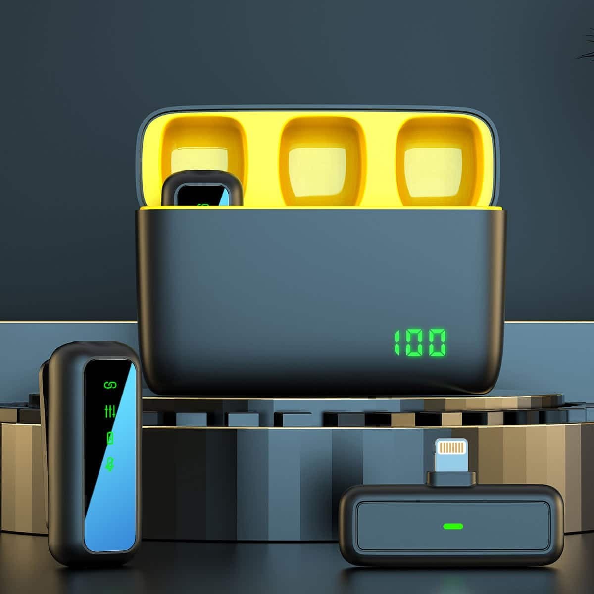 Micro-cravate Sans Fil Double Professionnel Pour IPhone, Android, DSLR – Noir — تصویر ۳