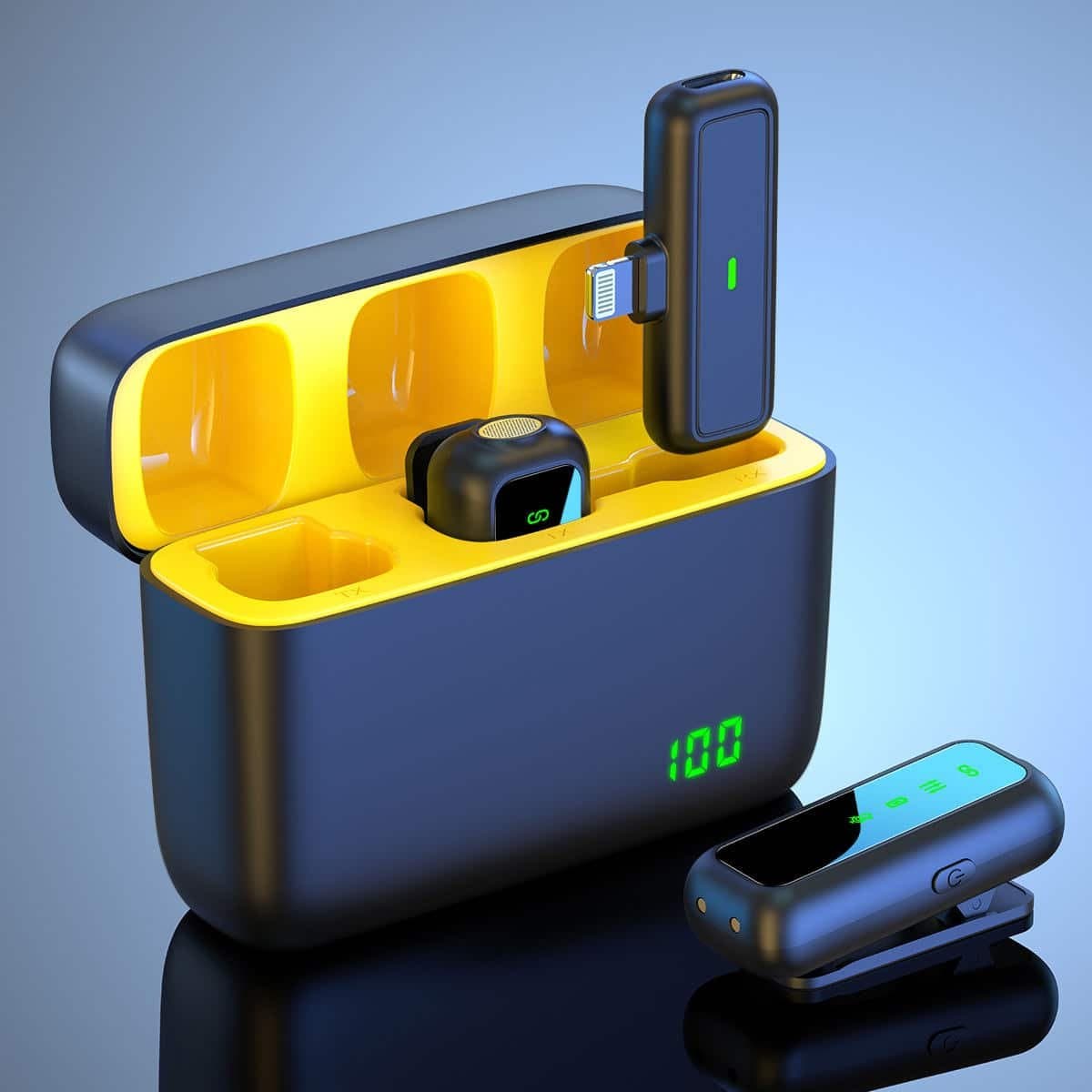 Micro-cravate Sans Fil Double Professionnel Pour IPhone, Android, DSLR – Noir — تصویر ۵