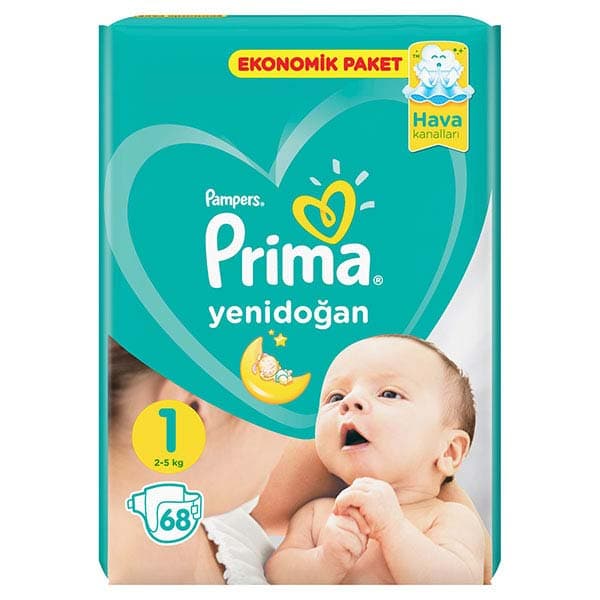 پوشک پریما پمپرز ترک سایز 1 بسته 68 عددی