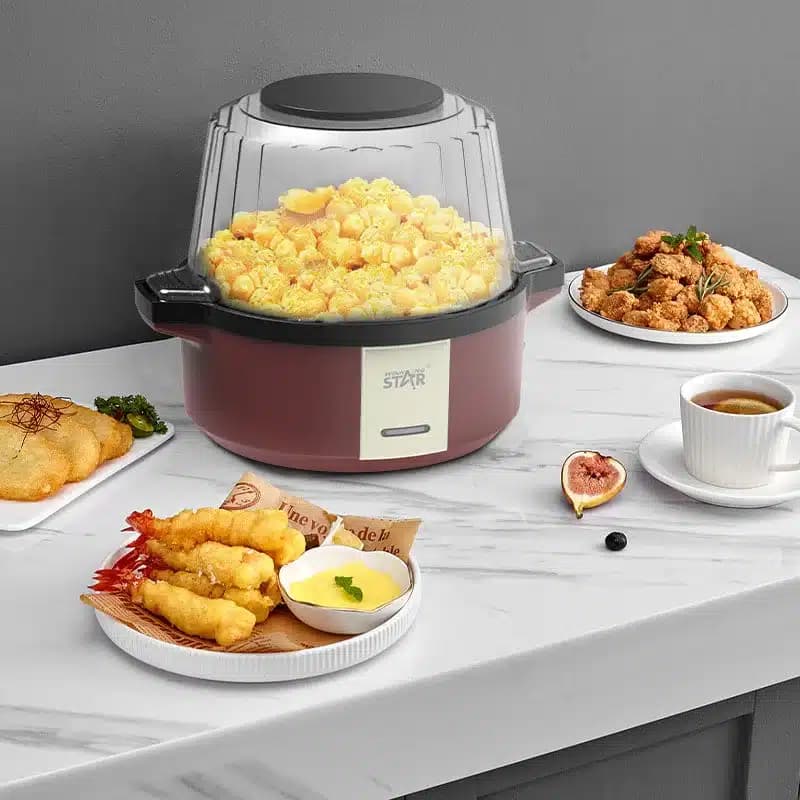 Fabricant électrique de pop-corn à l’huile chaude Machine à pop-corn automatique d’agitation pour les enfants de fête à la maison 2L 220V — تصویر ۲