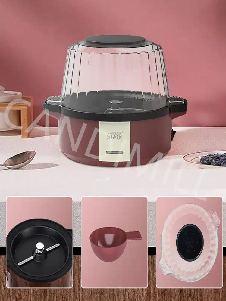 Fabricant électrique de pop-corn à l’huile chaude Machine à pop-corn automatique d’agitation pour les enfants de fête à la maison 2L 220V — تصویر ۳