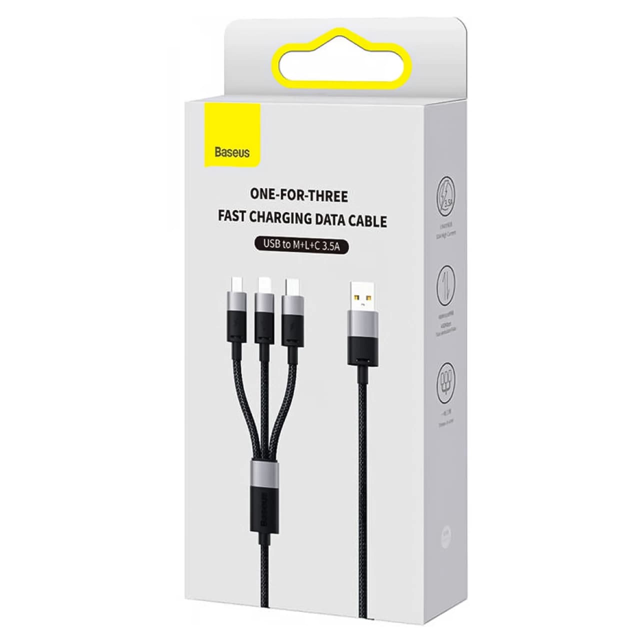 کابل شارژ سریع سه سر بیسوس مدل CB000030 با توان 18 وات و طول 1.2 متر — تصویر ۳