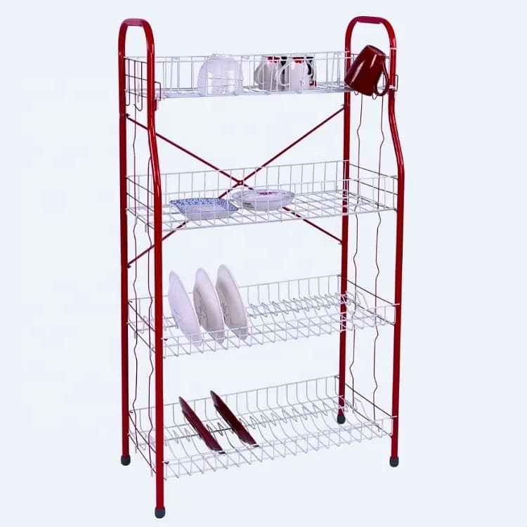 Support de cuisine supports de rangement égouttoir à vaisselle à 4 niveaux — تصویر ۲