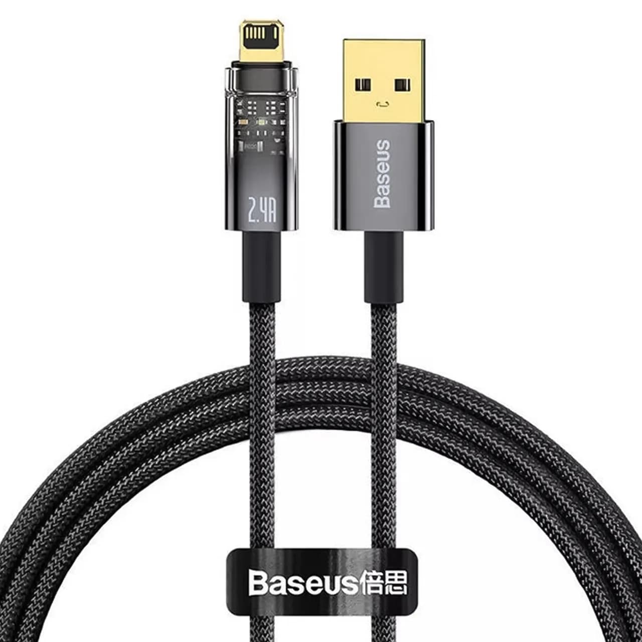 کابل تبدیل USB-A به لایتنینگ هوشمند بیسوس مدل CATS000401 با قابلیت شارژ سریع 2.4 آمپر، قطع خودکار و طول 1 متر
