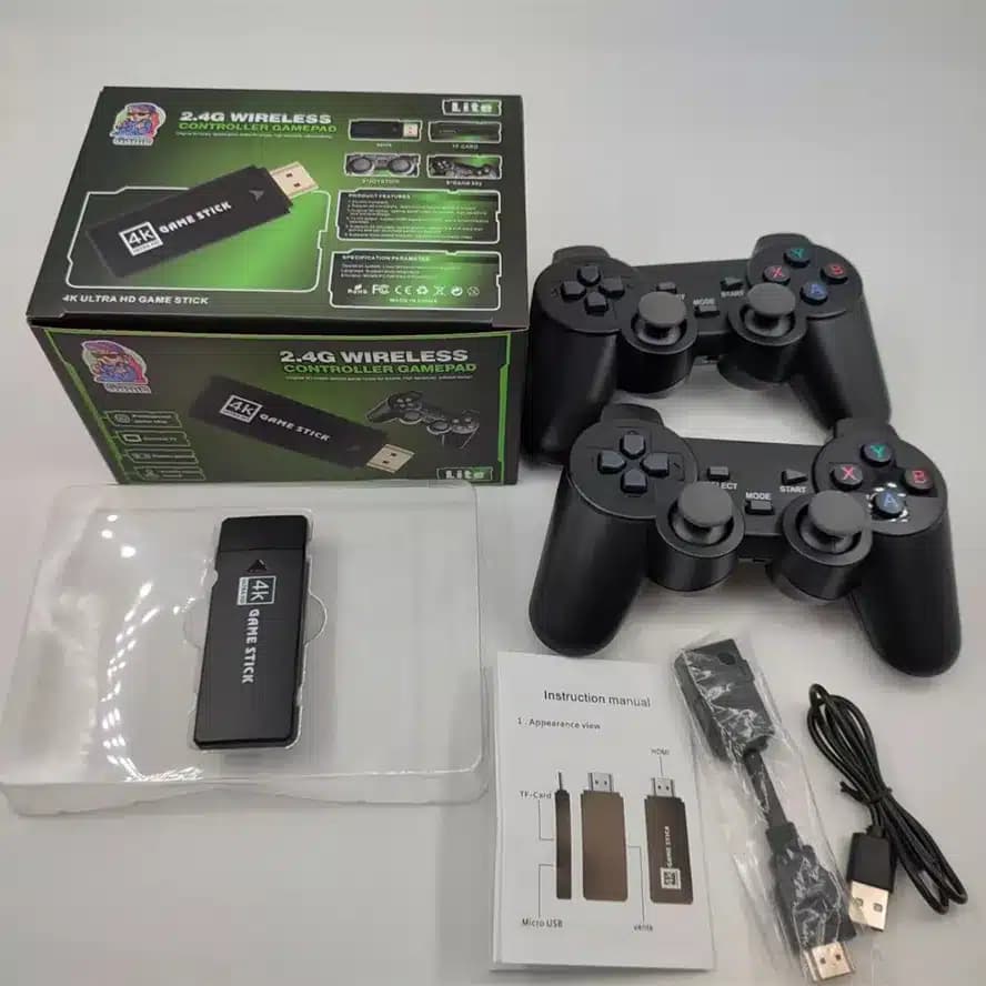 Console de jeu vidéo Stick Lite 4K, 64 Go, 10000 jeux intégrés, console de jeu portable rétro, manette sans fil pour PS1, GBA — تصویر ۲