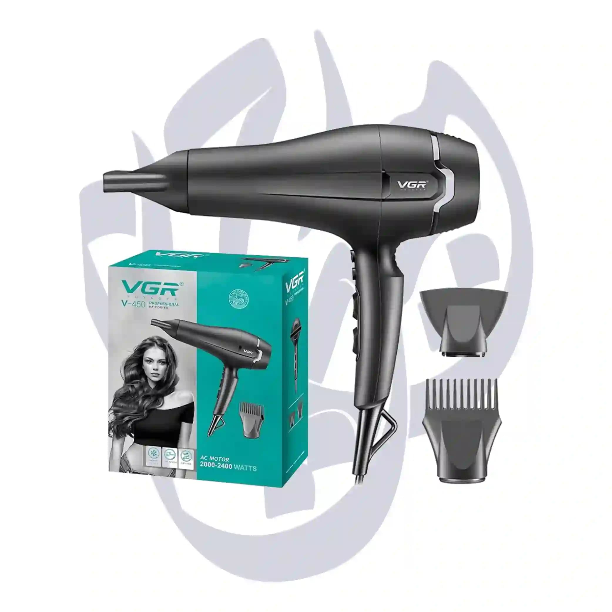 سشوار حرفه ای وی جی آر مدل V-450 با باد سرد و متمرکزکننده — تصویر ۵