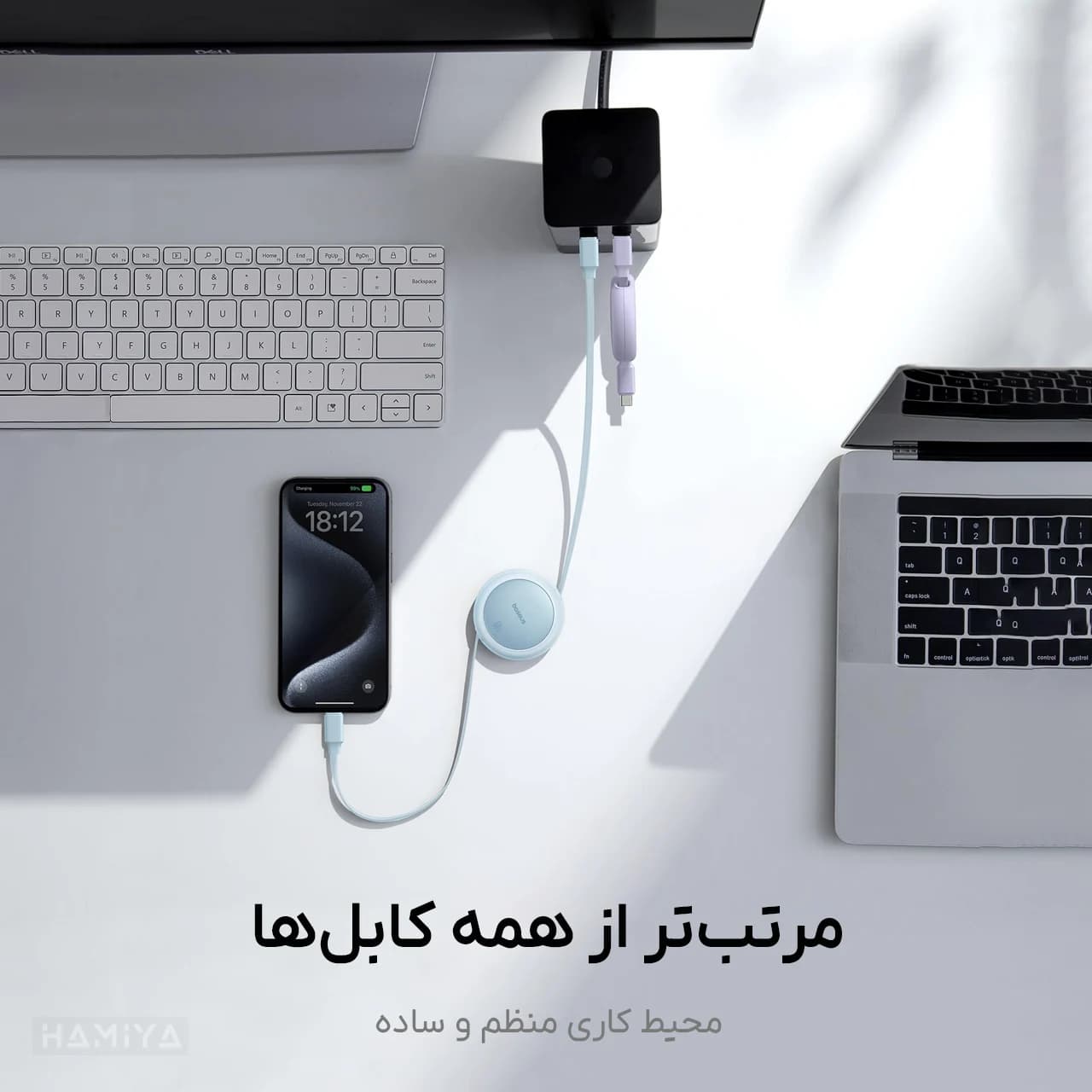 کابل تایپ سی به تایپ سی بیسوس مدل CB000088 با توان 60 وات و طول 1 متر — تصویر ۵