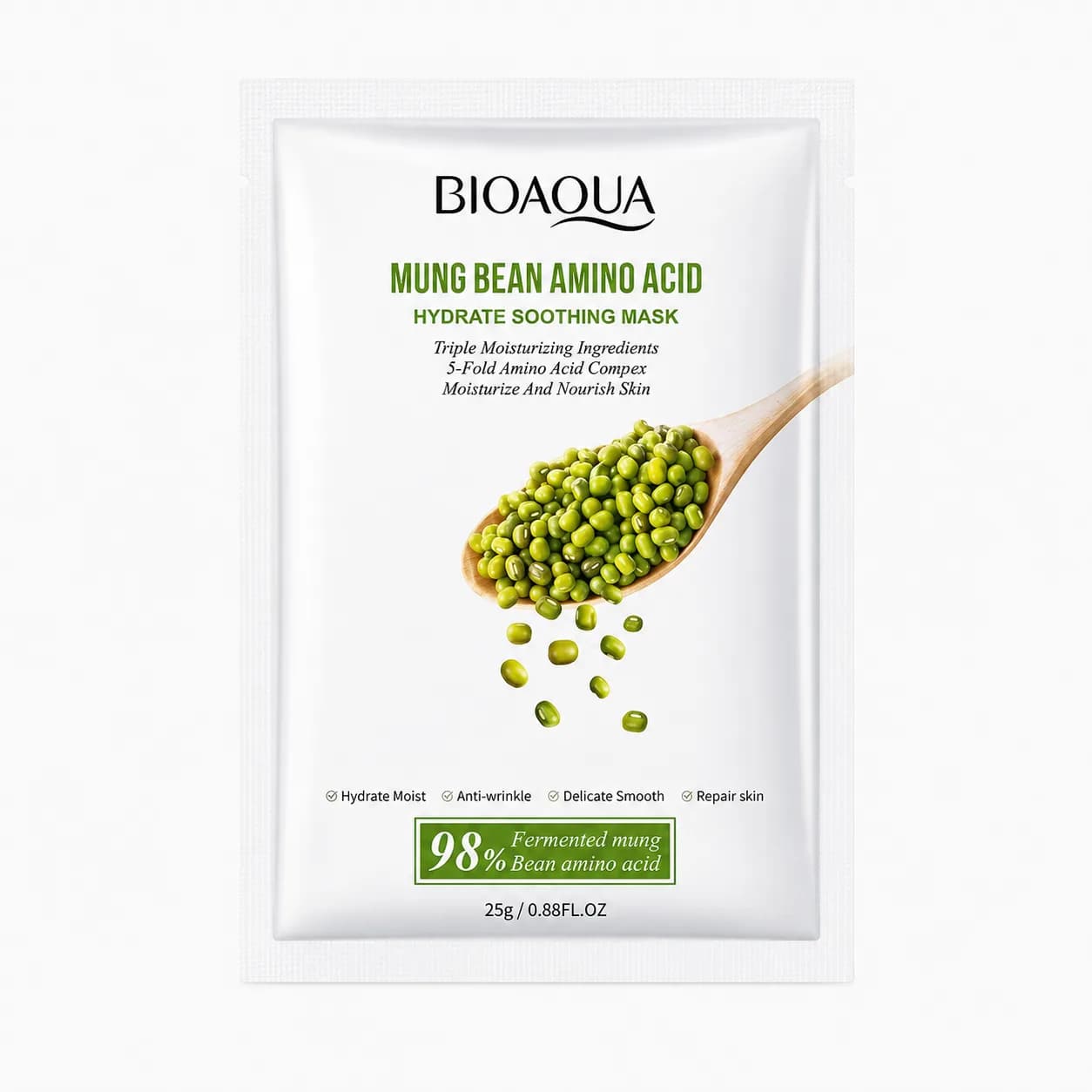 ماسک ورقه ای آبرسان صورت بیوآکوا Bioaqua حاوی ماش و آمینو اسید