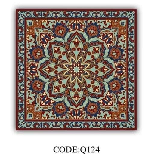 فرش چاپی مربع طرح سنتی مخمل هازان ترک کد Q124 (پس کرایه) — تصویر ۲