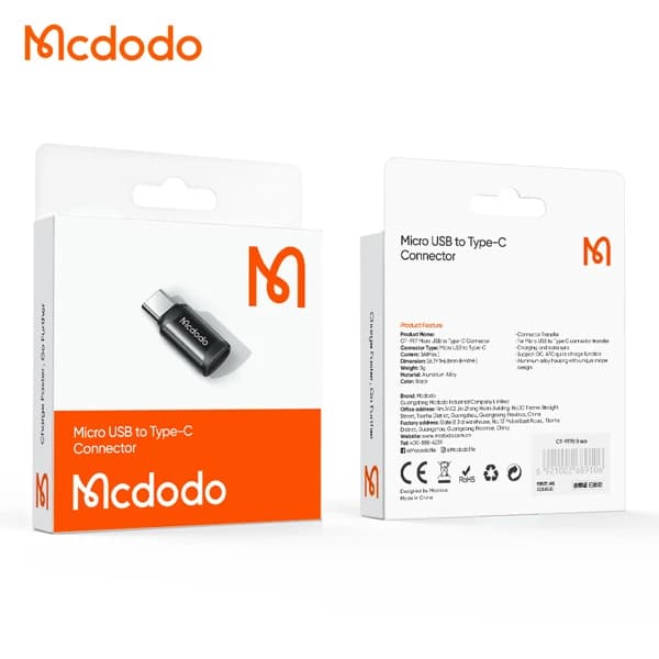 تبدیل میکرو یو اس بی به Type C مک دودو Mcdodo Type-C to microUSB OT-9970 توان 3 آمپر — تصویر ۵