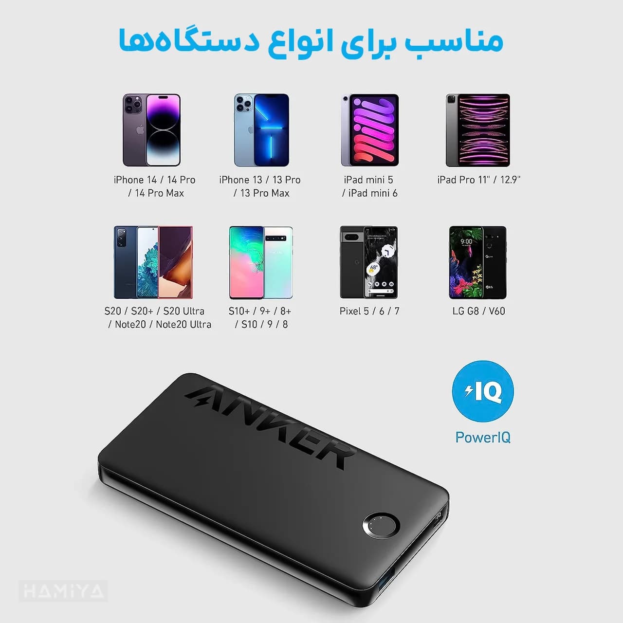 پاوربانک انکر مدل A1334 با ظرفیت 10000 میلی آمپر ساعت، کابل USB به تایپ سی و توان 12 وات — تصویر ۷