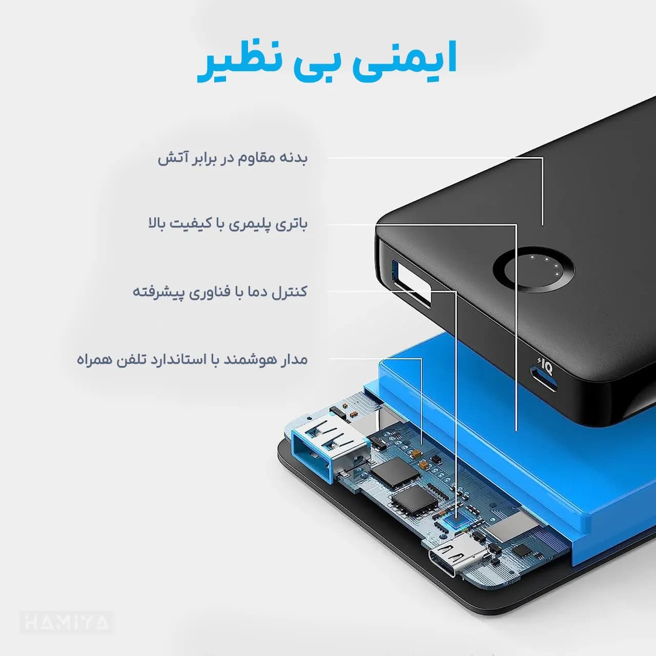 پاوربانک انکر مدل A1334 با ظرفیت 10000 میلی آمپر ساعت، کابل USB به تایپ سی و توان 12 وات — تصویر ۵